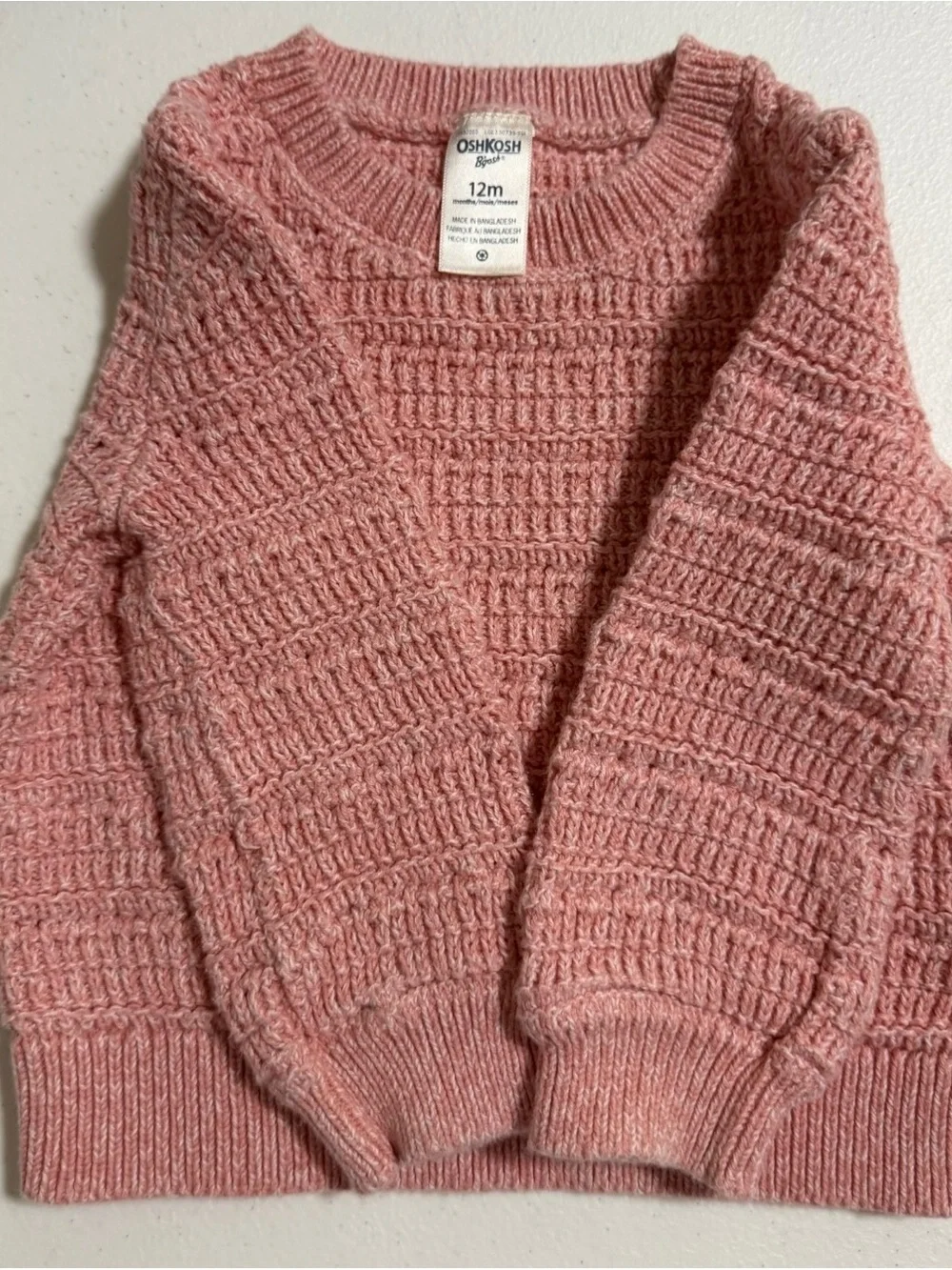 OshKosh B’gosh Baby Girl 12M 3 Piece Bundle Floral Denim Jeans Knit Sweater